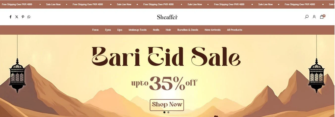 Sheaffer Makeup Shopify Store Design project screenshot