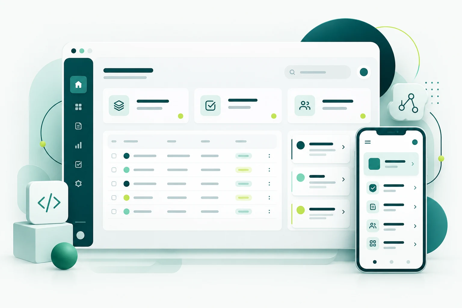 Techo Solution custom web application development service illustration